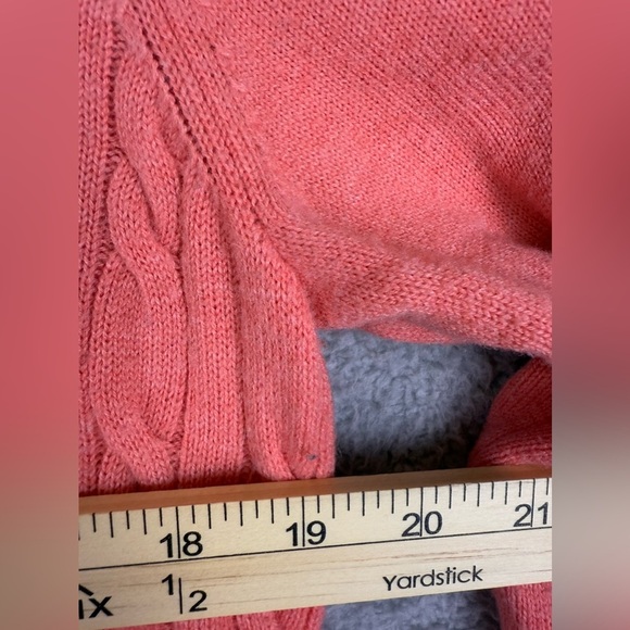 Talbots lambswool blend coral cable knit sweater size large preowned - Picture 6 of 10